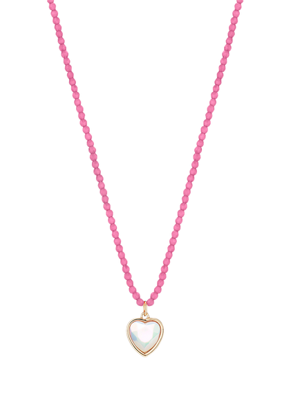 Stych Kids' Favourite Colour Heart Pendant Necklace, Pearl/Pink