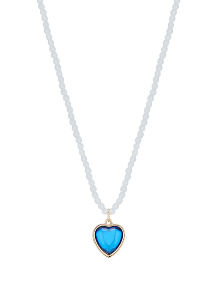 Stych Kids' Favourite Colour Heart Pendant Necklace, Blue/Light Blue
