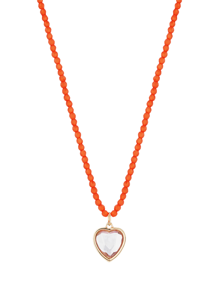 Stych Kids' Favourite Colour Heart Pendant Necklace, White/Red