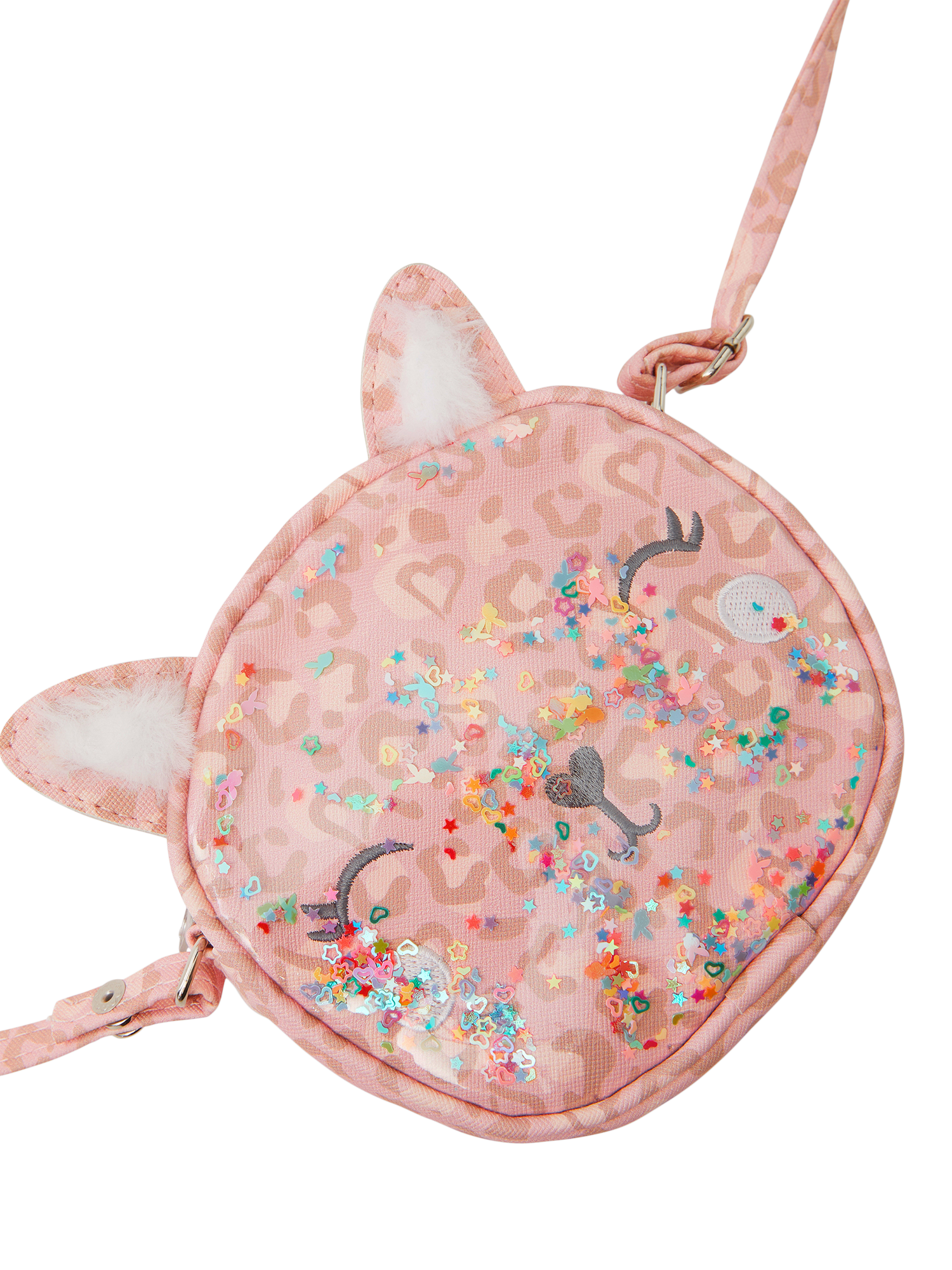 Product image 3 of 4, which shows Angels by Accessorize Kids' Sequin Cat Crossbody Bag, Pink