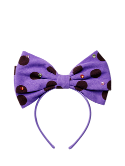 Stych Kids' Corduroy Polka Dot Crystal Alice Band, Purple, Purple