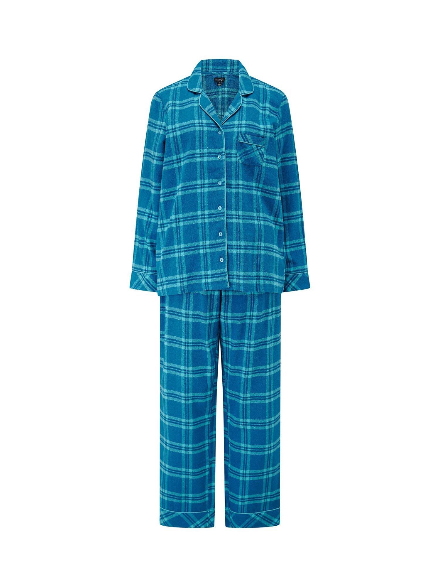 Product image 7 of 8, which shows Pour Moi Cosy Check Brushed Cotton Pyjama Gift Set , Blue/Navy, 8