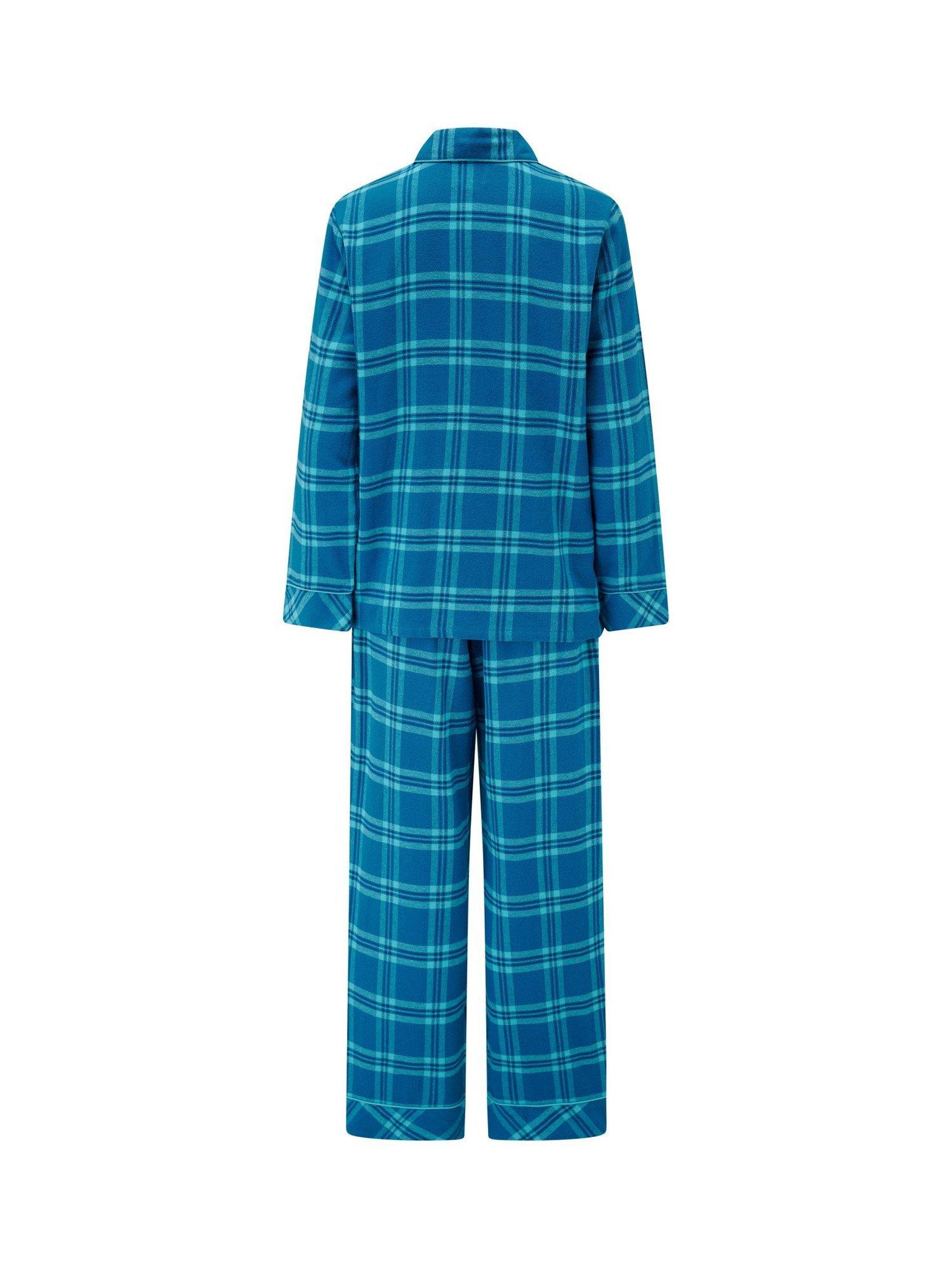 Product image 8 of 8, which shows Pour Moi Cosy Check Brushed Cotton Pyjama Gift Set , Blue/Navy, 8