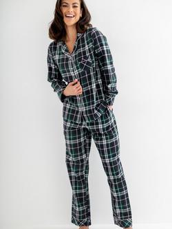 Pour Moi Cosy Check Brushed Cotton Pyjama Gift Set - view 2, Forest/Black