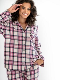 Pour Moi Cosy Check Brushed Cotton Pyjama Gift Set - view 2, Pink/Navy