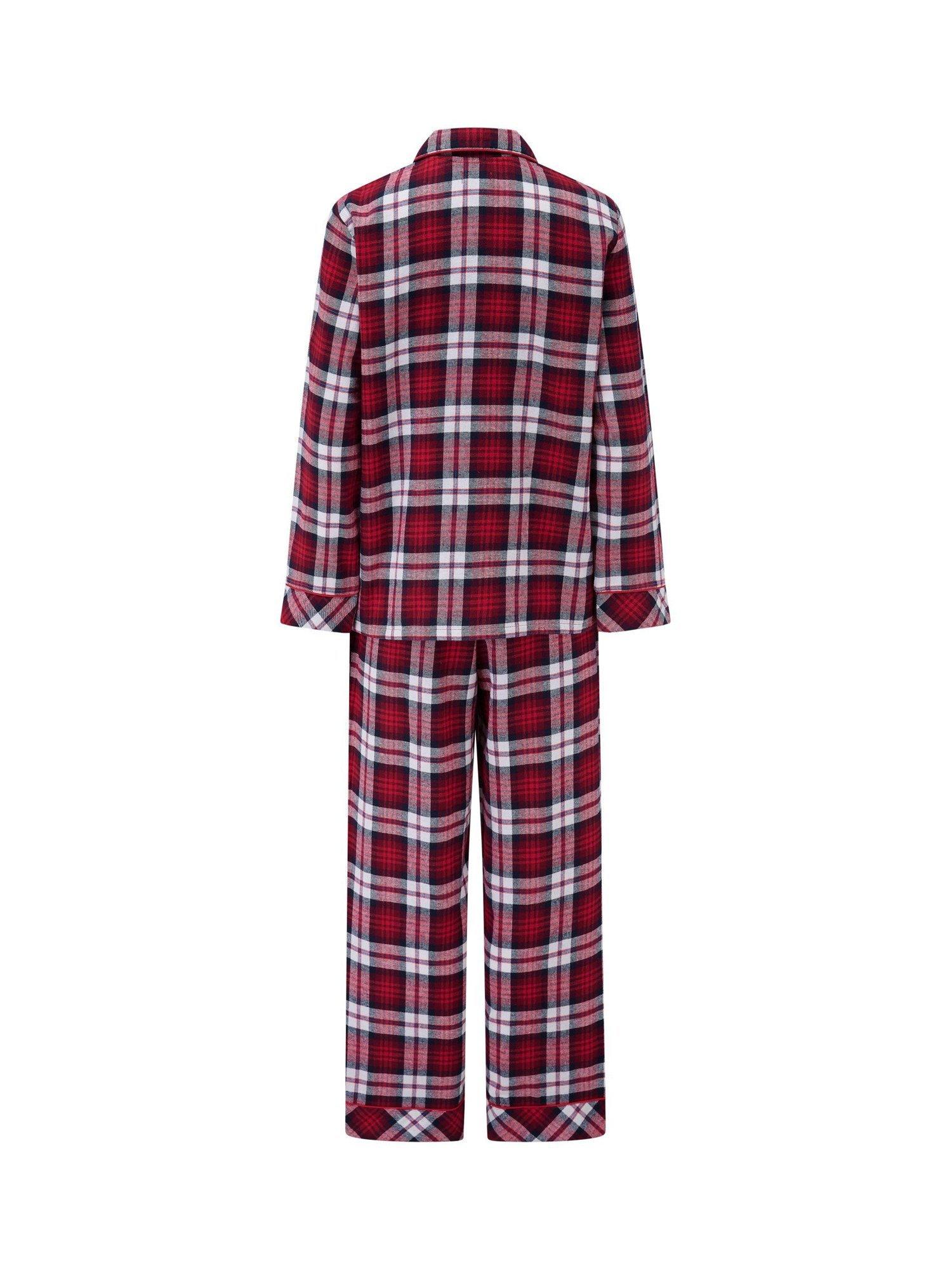 Product image 9 of 9, which shows Pour Moi Cosy Check Brushed Cotton Pyjama Set, Red/Multi, 8