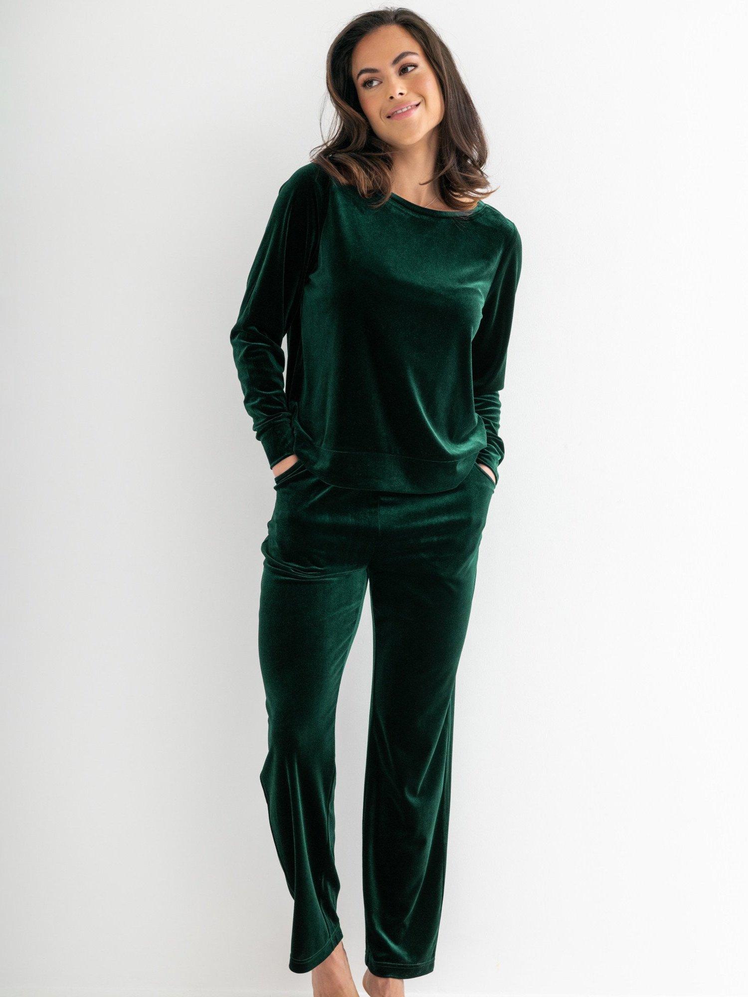 Product image 1 of 8, which shows Pour Moi Velour Lounge Pyjama Set, Forest, 8