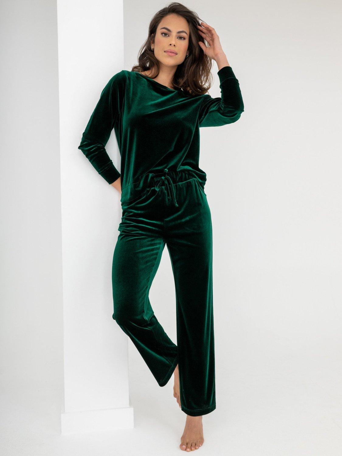 Product image 3 of 8, which shows Pour Moi Velour Lounge Pyjama Set, Forest, 8