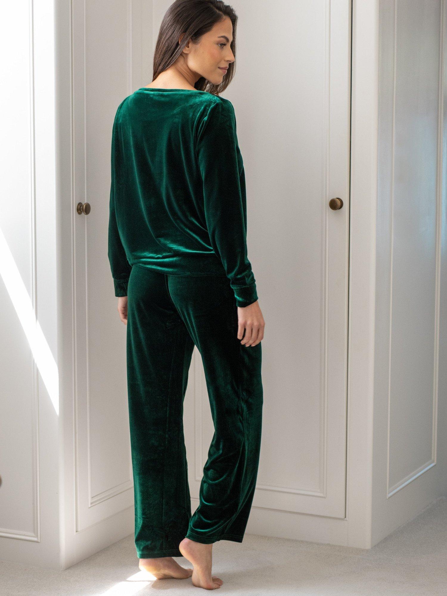 Product image 7 of 8, which shows Pour Moi Velour Lounge Pyjama Set, Forest, 8