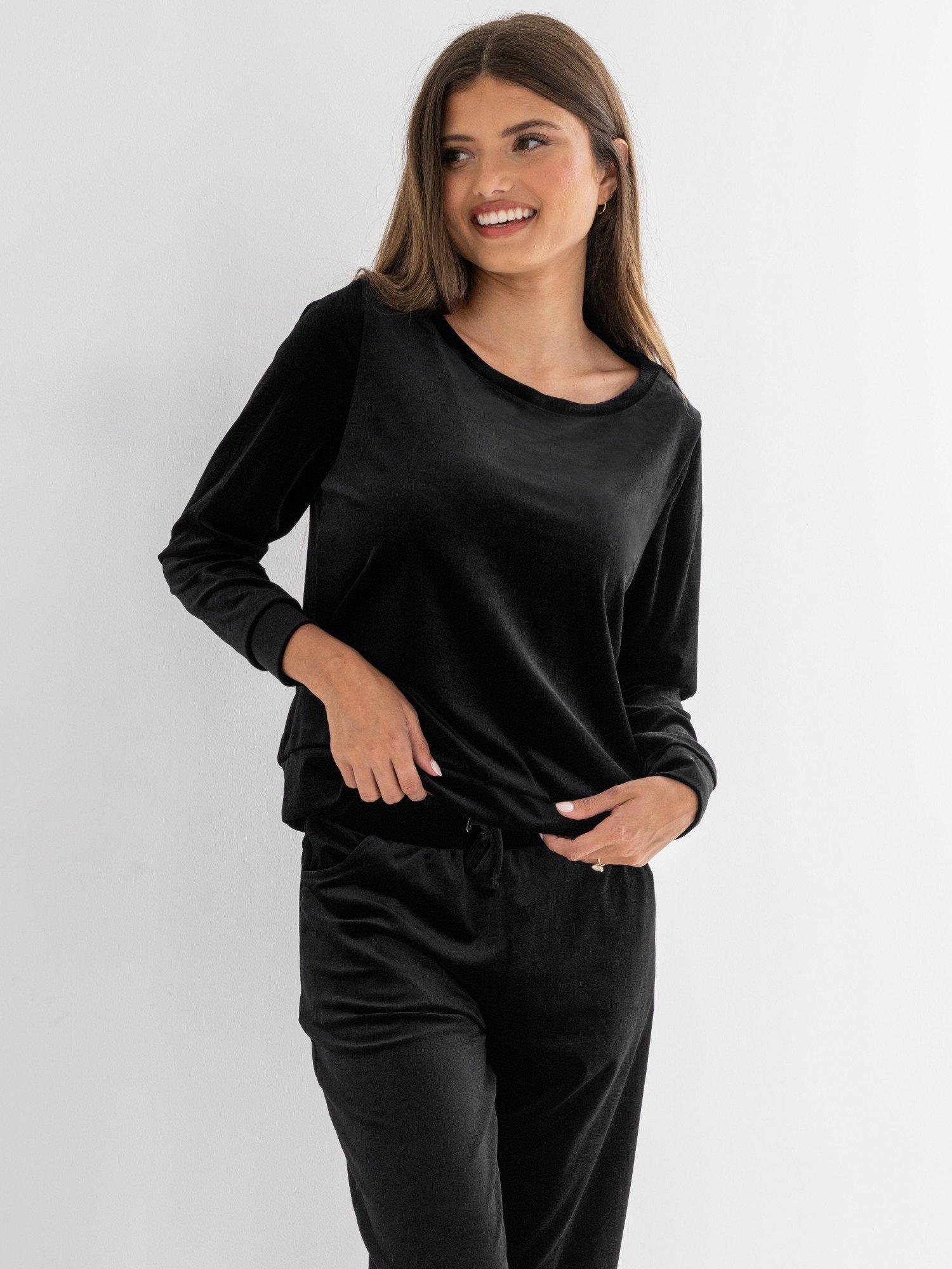 Product image 2 of 7, which shows Pour Moi Velour Lounge Pyjama Set, Black, 8