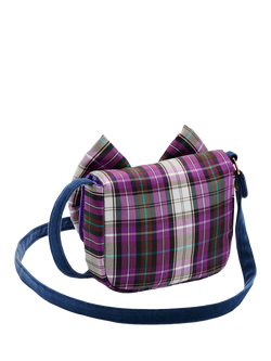 Stych Kids' Check Bow Cross Body Bag, Purple - view 2, Purple