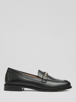 L.K.Bennett Stellar Leather Embellished Loafers, Black