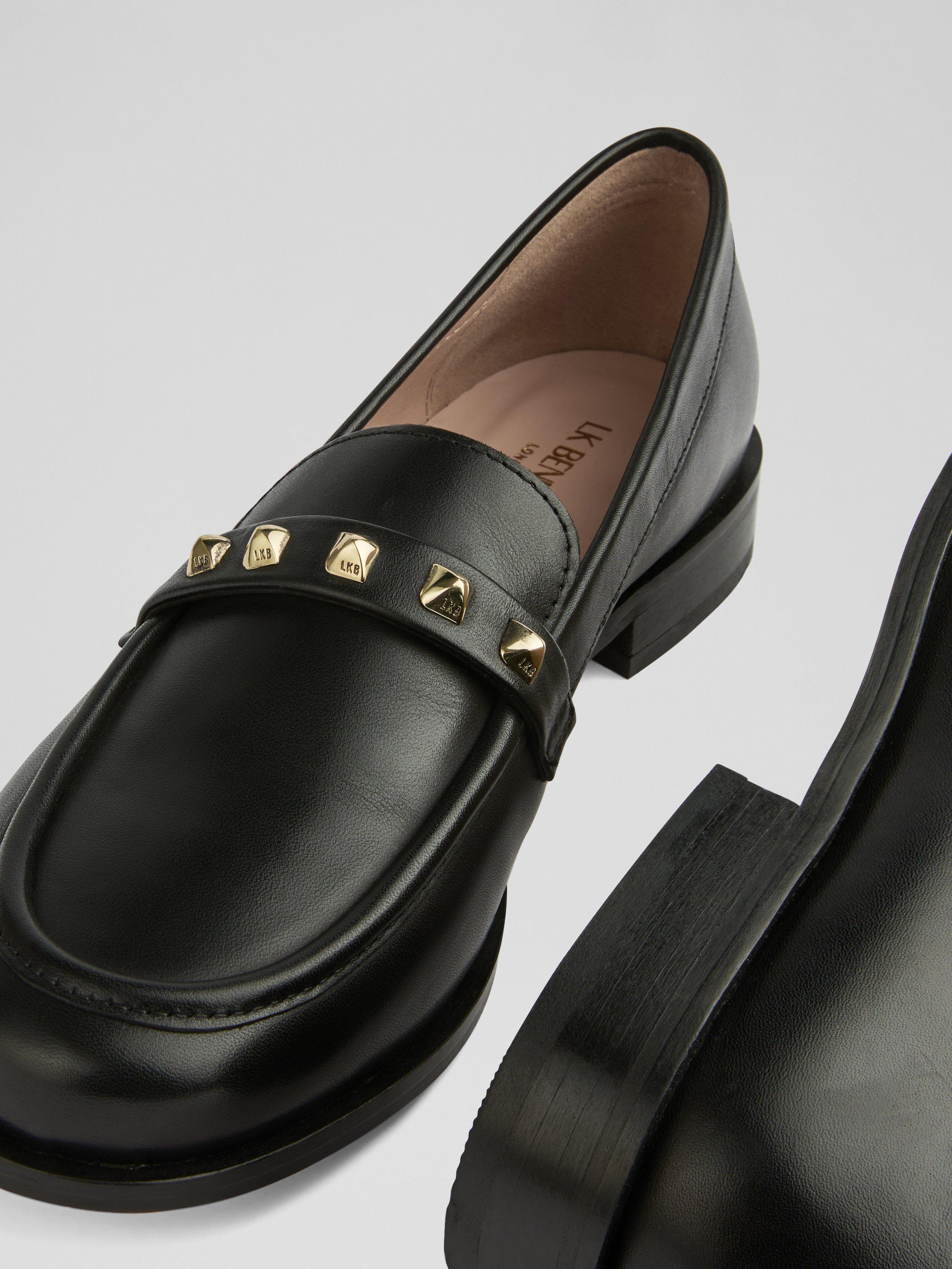 Product image 3 of 3, which shows L.K.Bennett Stellar Leather Embellished Loafers, Black, 2