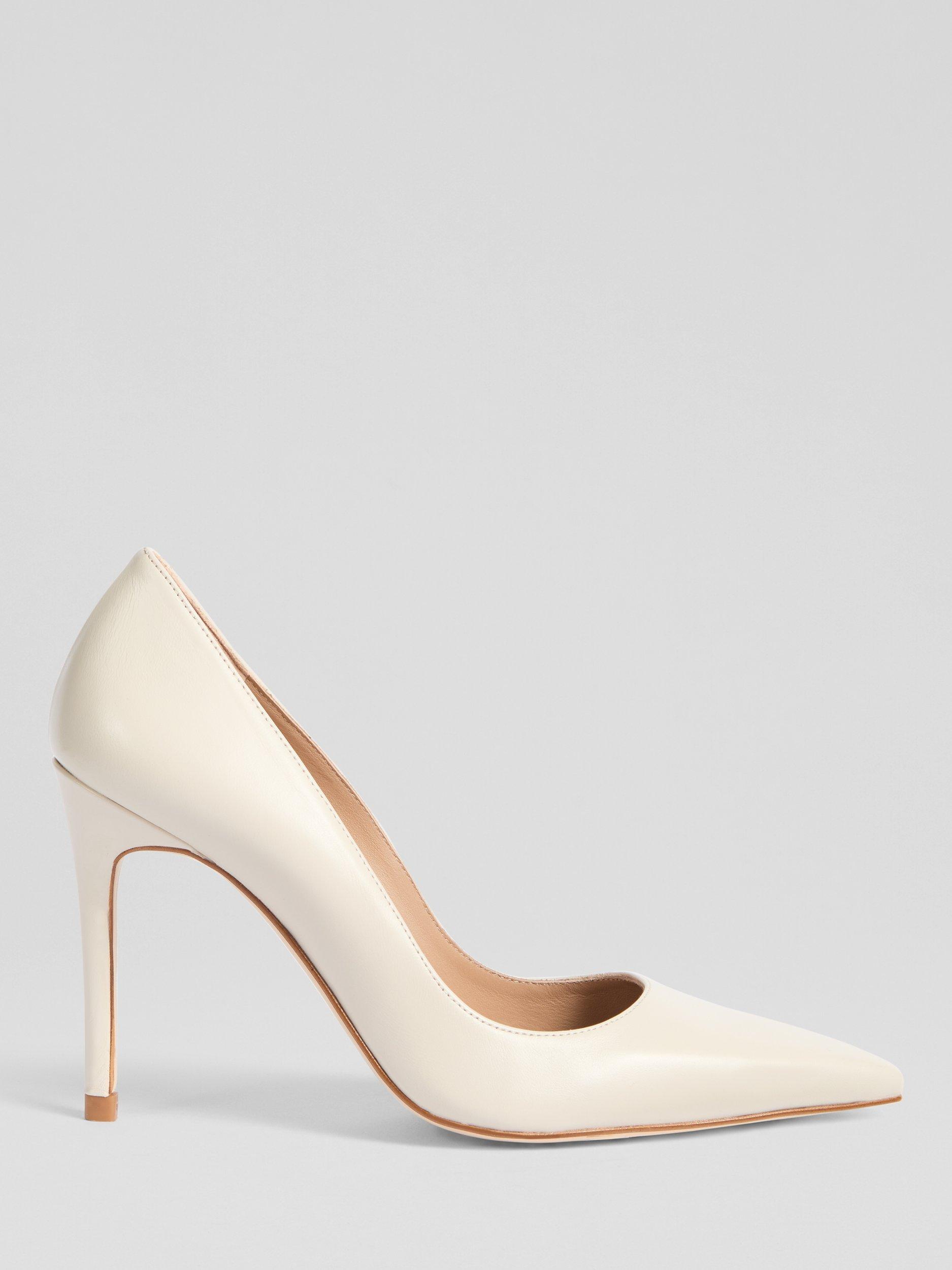 Fern Pointed Toe Court Shoes, Ecru