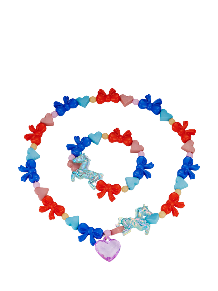Product image 1 of 2, which shows Stych Kids' Beaded Unicorn Jewellery Set, Multi