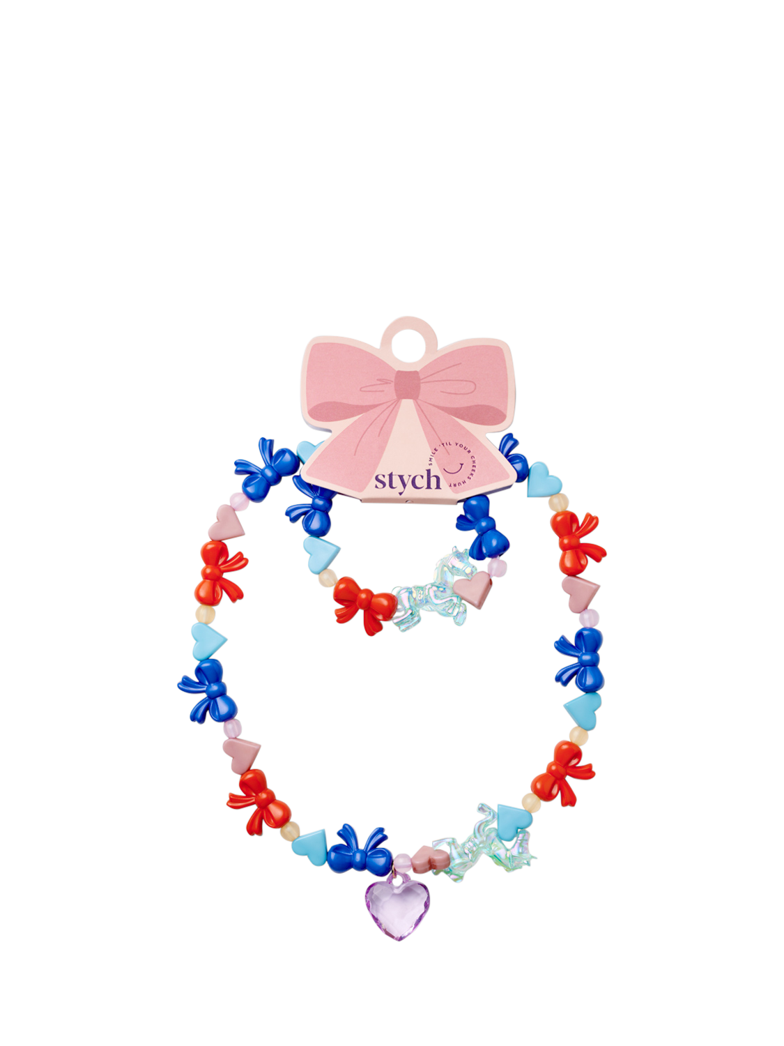 Product image 2 of 2, which shows Stych Kids' Beaded Unicorn Jewellery Set, Multi