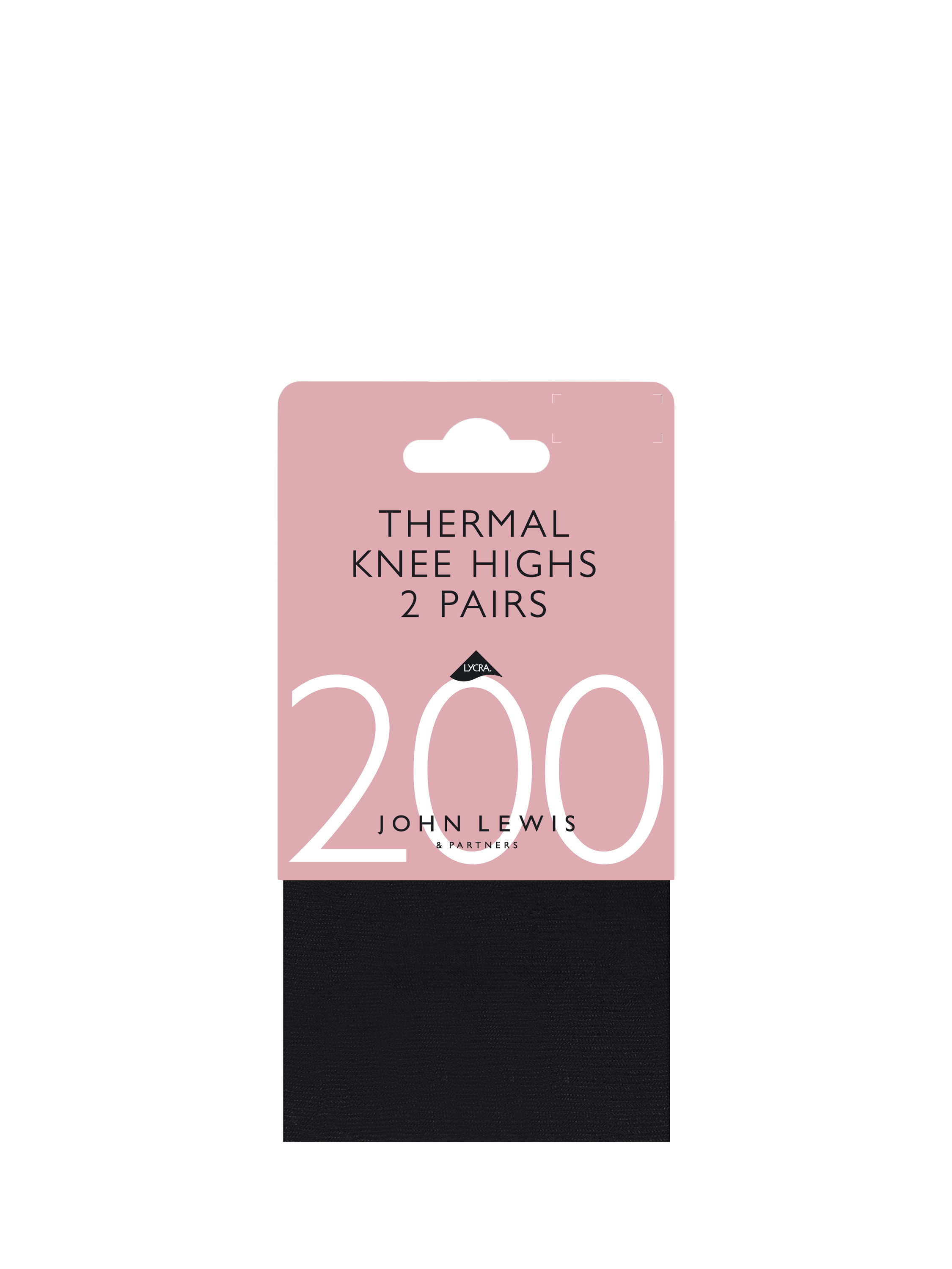 Product image 2 of 2, which shows John Lewis Thermal Knitted Knee-Highs, Pack of 2, Black, One Size