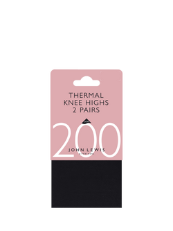 John Lewis Thermal Knitted Knee-Highs, Pack of 2, Black - view 2, Black