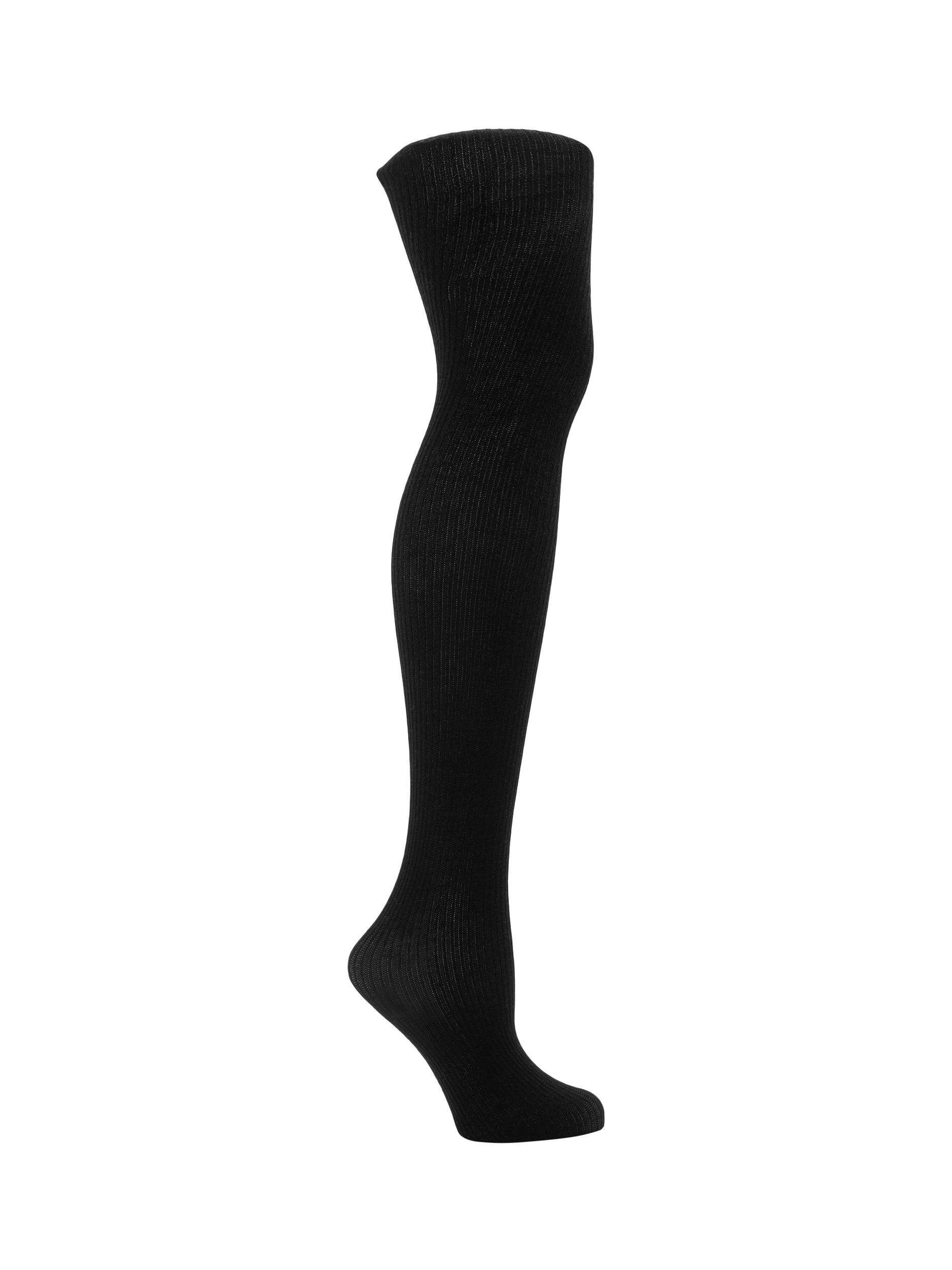 Product image 1 of 3, which shows John Lewis Ribbed Wool Blend Tights, Black, S