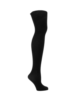 John Lewis Ribbed Wool Blend Tights, Black, Black