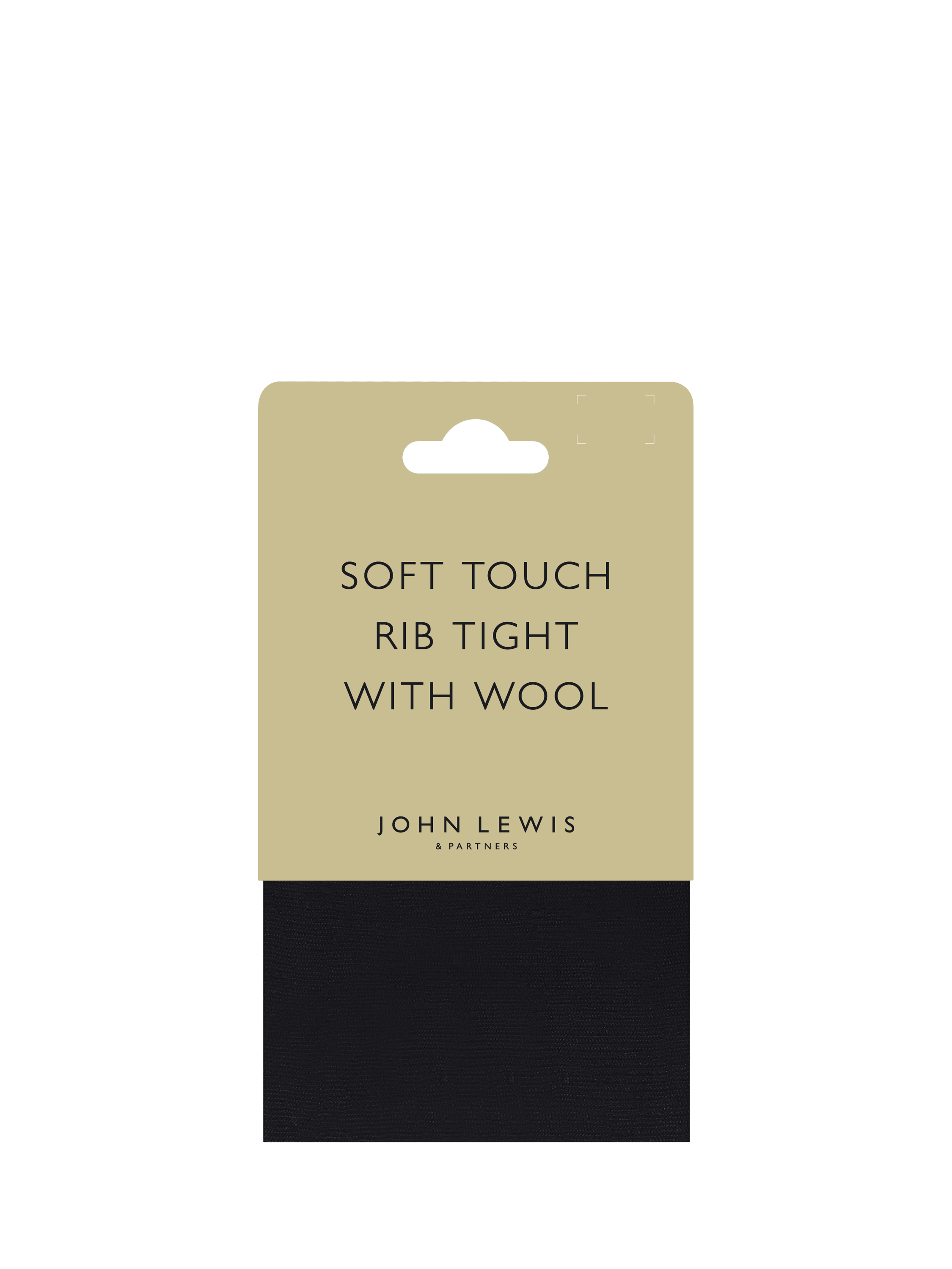 Product image 3 of 3, which shows John Lewis Ribbed Wool Blend Tights, Black, S