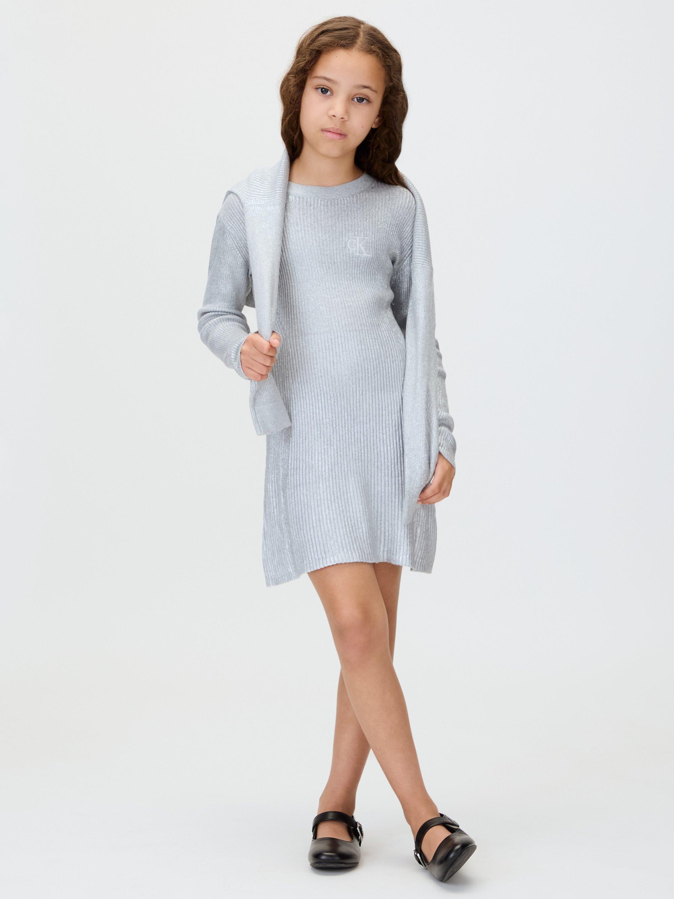 Product image 1 of 6, which shows Calvin Klein Kids' Silver Coated Dress, Silver, 8 years