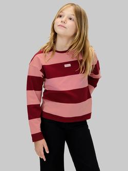 Calvin Klein Kids' Cotton Striped Long Sleeve T-Shirt, Raspberry/Apricot, Raspberry/Apricot