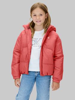Calvin Klein Kids' Short Puffer Jacket, Brandied Apricot, Brandied Apricot