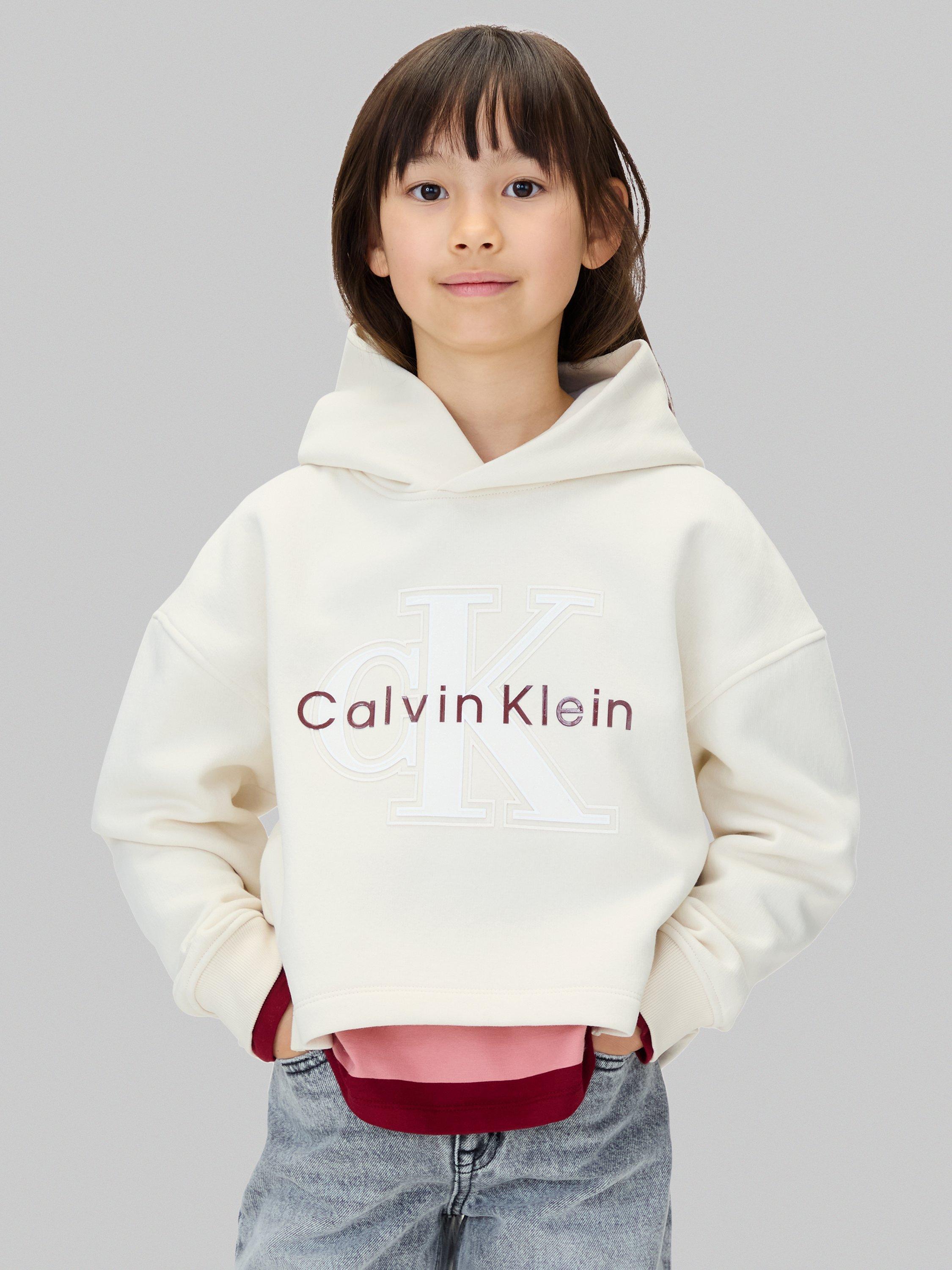 Product image 1 of 5, which shows Calvin Klein Kids' CK Hoodie, Whitecap Gray, 8 years