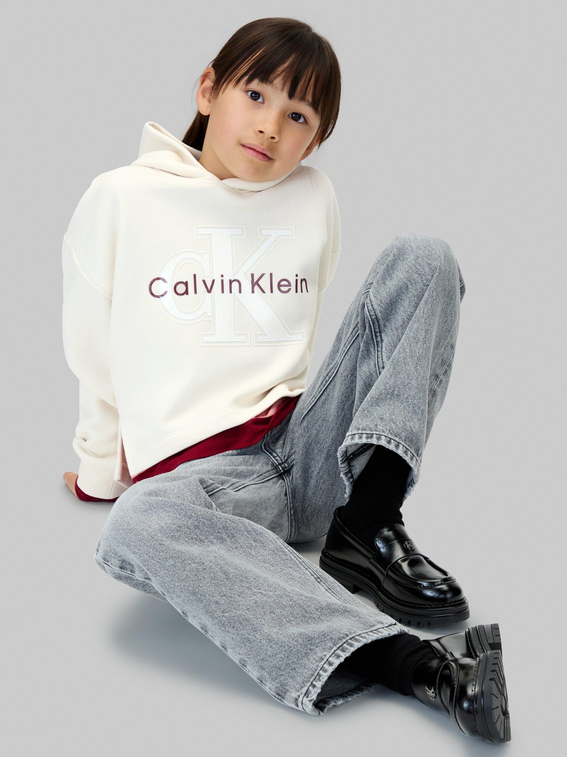 Product image 4 of 5, which shows Calvin Klein Kids' CK Hoodie, Whitecap Gray, 8 years