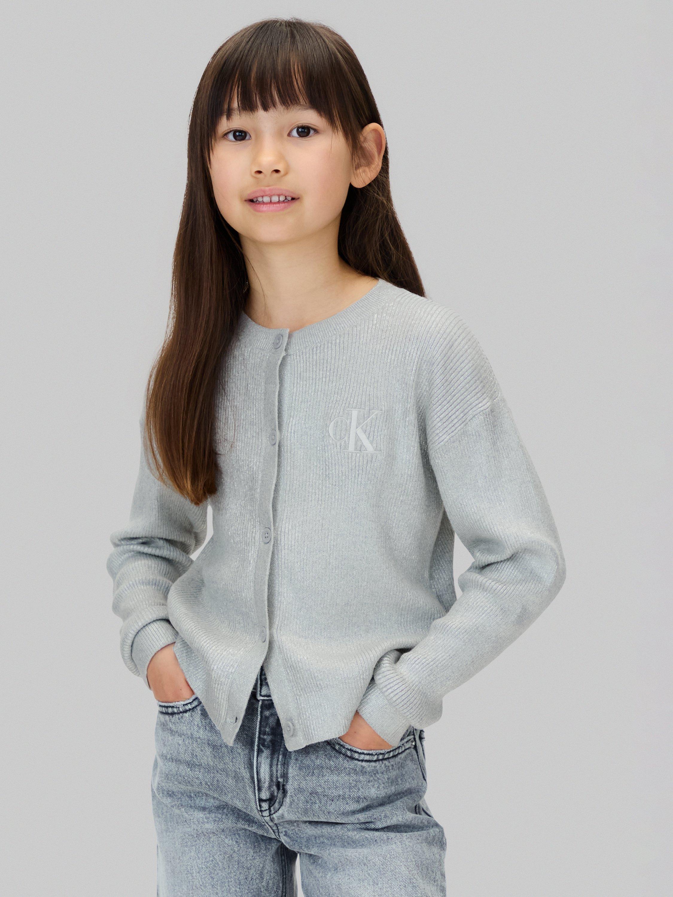 Product image 1 of 6, which shows Calvin Klein Kids' Silver Coated Cardigan, Silver, 8 years