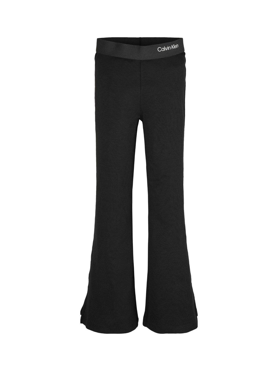 Product image 1 of 2, which shows Calvin Klein Kids' Cotton Blend Flared Trousers, Black, 6 years