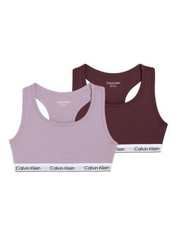 Calvin Klein Kids' Cotton Rich Unpadded Racerback Bralette, Pack of 2, Multi, Multi
