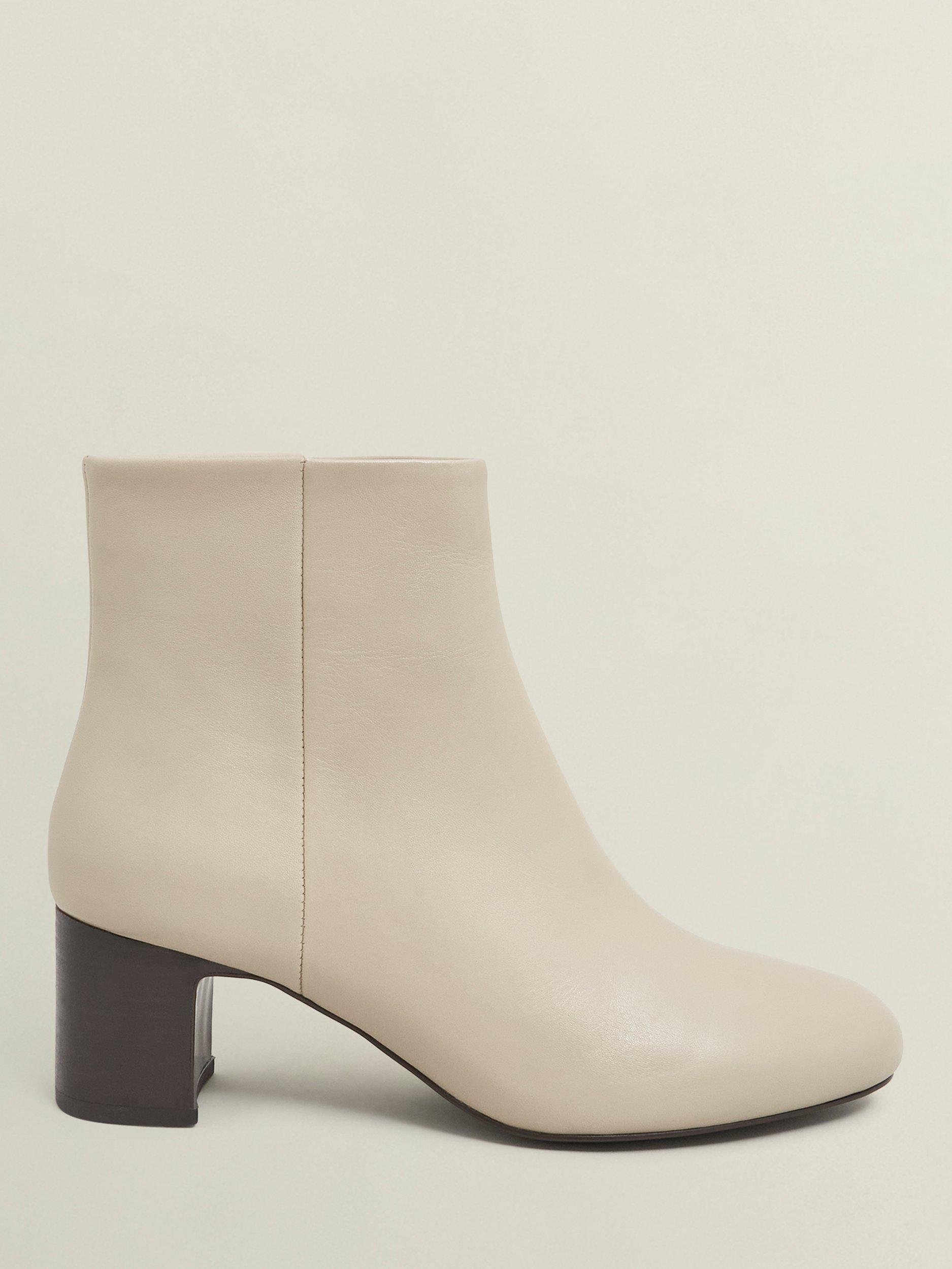 Product image 1 of 6, which shows Hobbs Rochelle Leather Heeled Ankle Boots, Light Beige, 4
