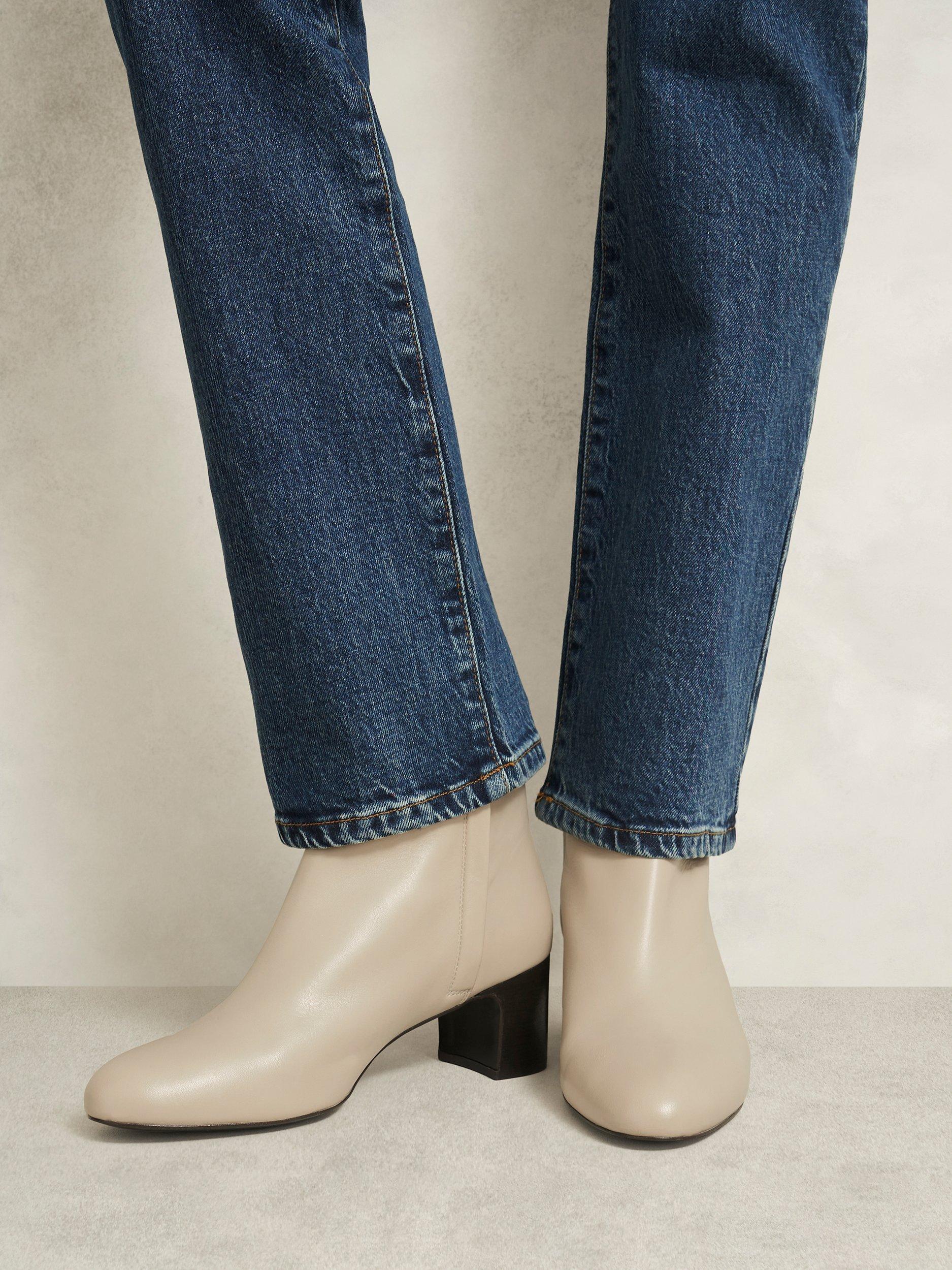 Product image 5 of 6, which shows Hobbs Rochelle Leather Heeled Ankle Boots, Light Beige, 4