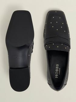 Hobbs Natalie Leather Stud Loafers, Black - view 2, Black