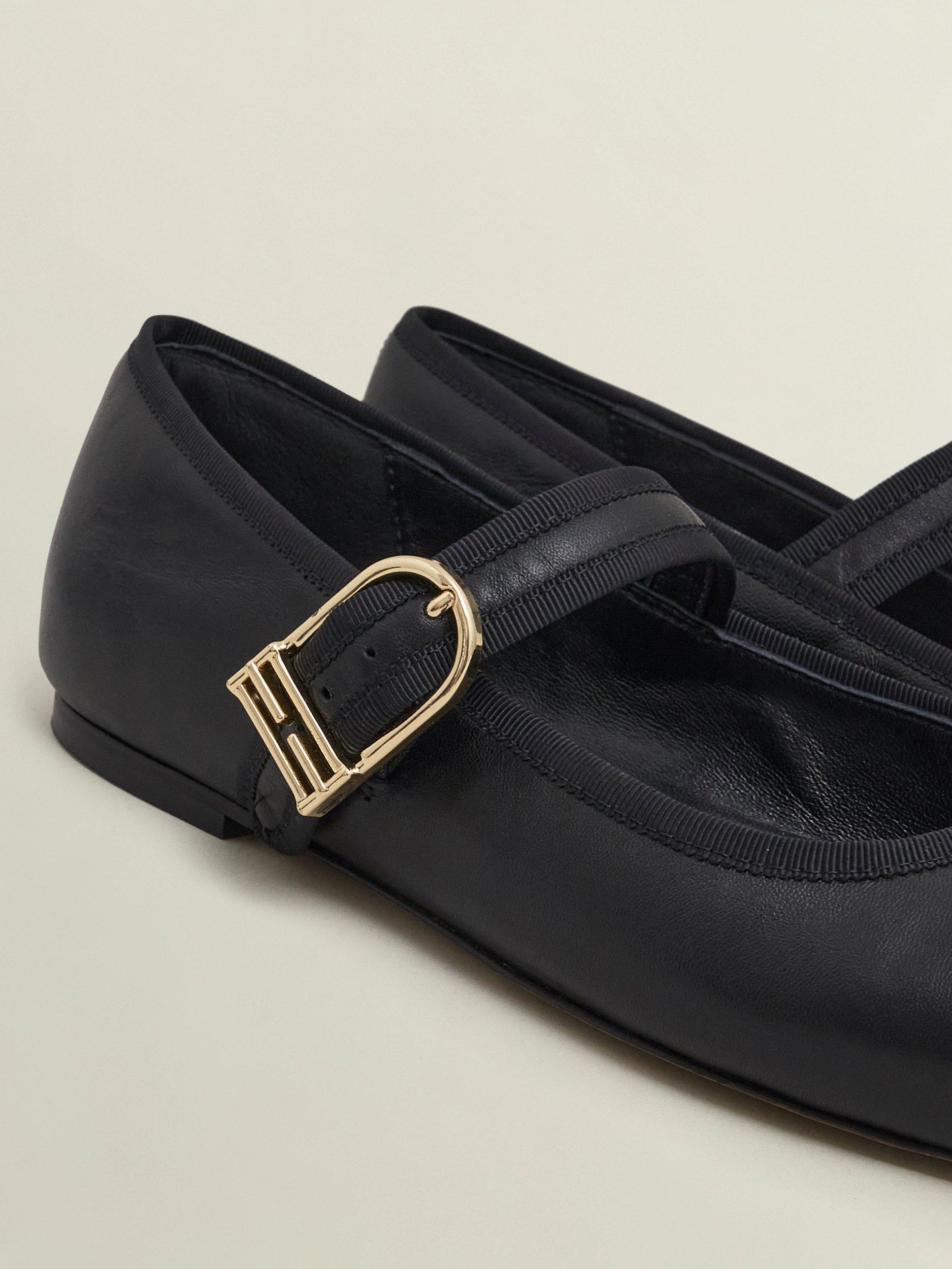 Product image 6 of 6, which shows Hobbs Clara Leather Mary Janes, Black, 4