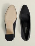 Hobbs Lily Leather Block Heel Court Shoes, Black