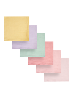 JoJo Maman Bébé Baby Pastel Muslin Squares, Pack of 6, Pink/Multi, Pink/Multi