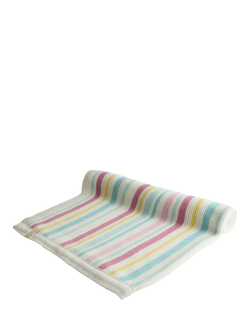 JoJo Maman Bébé Kids' Chunky Knitted Stripe Blanket, Pink/Multi, Pink/Multi