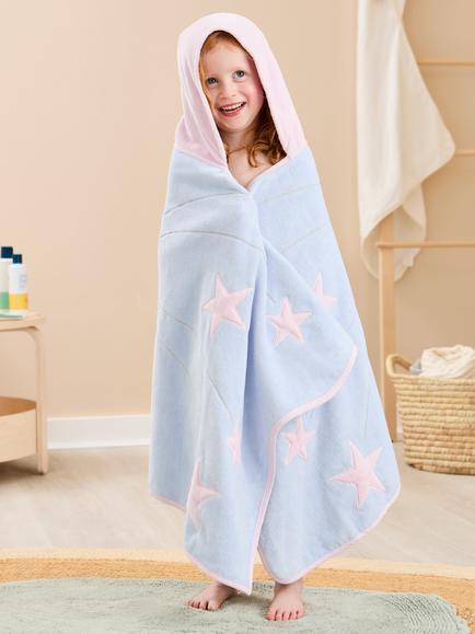 JoJo Maman Bébé Kids' Fairy Hooded Towel, Blue - view 2, Blue