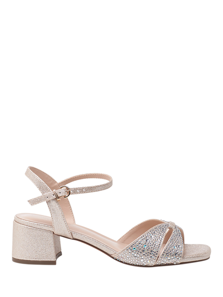 Paradox London Marquise Block Heel Strappy Sandals, Champagne