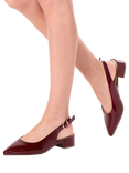 Paradox London Fiorenza Wide Fit Block Heel Court Shoes, Cherry