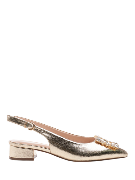 Paradox London Fortune Wide Fit Embellished Court Shoes, Champagne