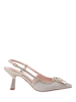 Paradox London Tara Flared Heel Slingback Court Shoes, Champagne