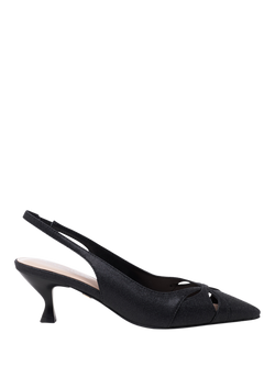 Paradox London Tegan Kitten Heel Slingback Court Shoes, Black, Black