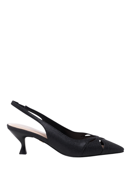 Paradox London Tegan Kitten Heel Slingback Court Shoes, Black, Black