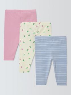 John Lewis Baby Mixed Print Trousers, Pack of 3, Multi - view 2, Multi