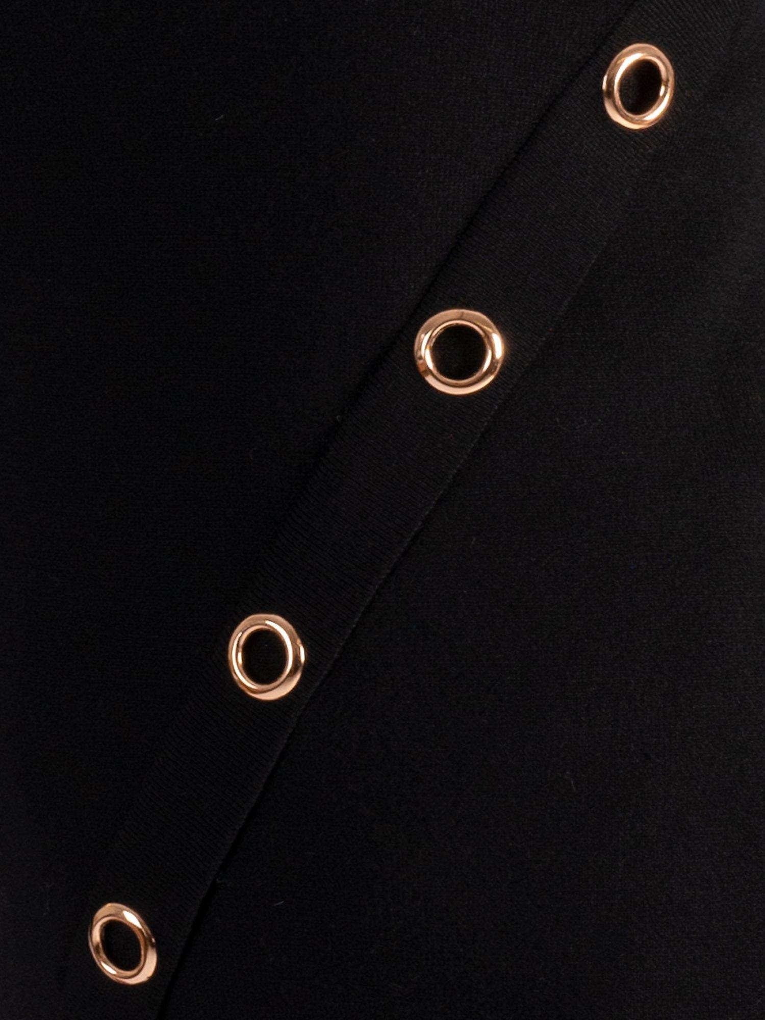 Product image 6 of 6, which shows chesca Eyelet Asymmetric Knit Top, Black, 12-14