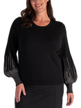 chesca Embellished Puff Sleeve Jumper, Black